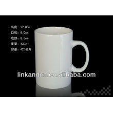 Taza de café blanca llana KC-12080, taza recta de la porcelana